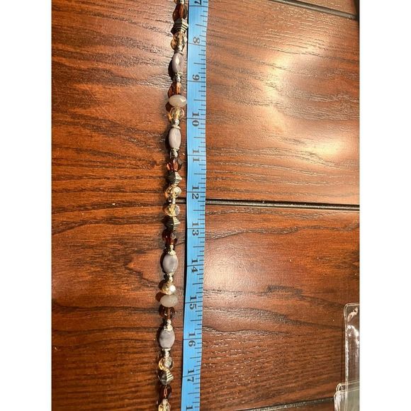 Lavender Beads, Bronze & Clear Crystals Necklace! - Picture 5 of 8